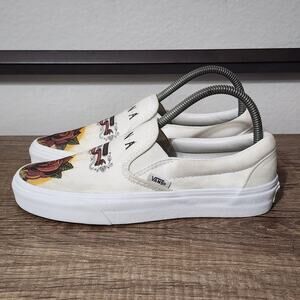 Vans x Mana Classic Slip-On Women's Athletic Skate Shoes Size 7.5 White